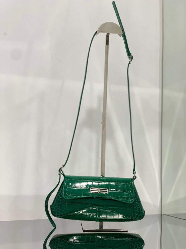 Replica Balenciaga 695645 Women's XX Small Flap Bag Crocodile Embossed In Green