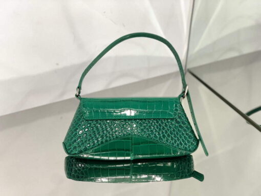 Replica Balenciaga 695645 Women's XX Small Flap Bag Crocodile Embossed In Green 3