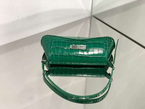 Replica Balenciaga 695645 Women's XX Small Flap Bag Crocodile Embossed In Green 4