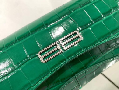 Replica Balenciaga 695645 Women's XX Small Flap Bag Crocodile Embossed In Green 5