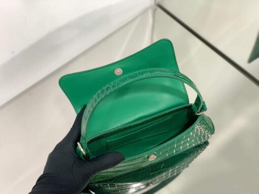 Replica Balenciaga 695645 Women's XX Small Flap Bag Crocodile Embossed In Green 8