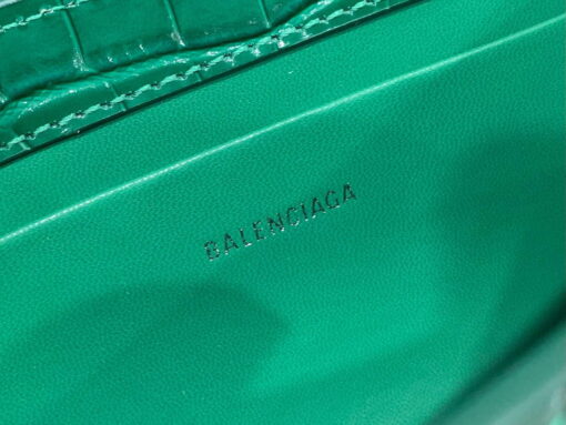 Replica Balenciaga 695645 Women's XX Small Flap Bag Crocodile Embossed In Green 9