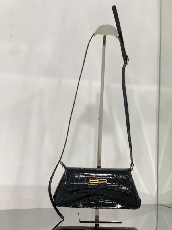 Replica Balenciaga 695645 Women's XX Small Flap Bag Crocodile Embossed In Black