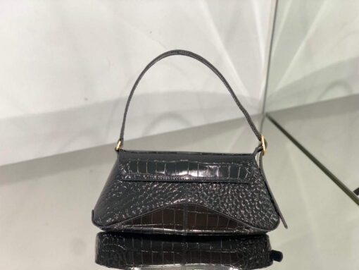 Replica Balenciaga 695645 Women's XX Small Flap Bag Crocodile Embossed In Black 3