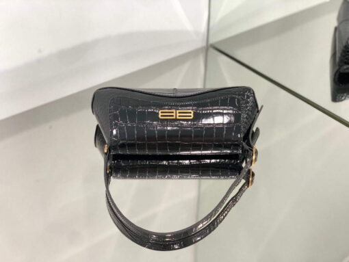 Replica Balenciaga 695645 Women's XX Small Flap Bag Crocodile Embossed In Black 4