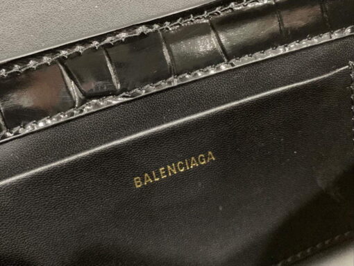 Replica Balenciaga 695645 Women's XX Small Flap Bag Crocodile Embossed In Black 9