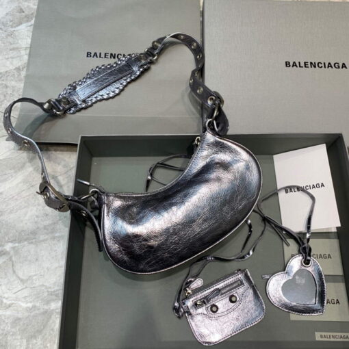 Replica Balenciaga 700940210 Women's Neo Cagole XS Handbag in silver Arena lambskin 2