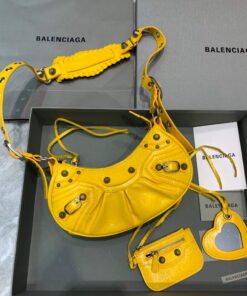 Replica Balenciaga 700940210 Women's Neo Cagole XS Handbag in Yellow Arena lambskin