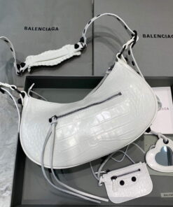 Replica Balenciaga 67130723 Women's Le Cagole Small Shoulder Bag Crocodile Embossed In White 2