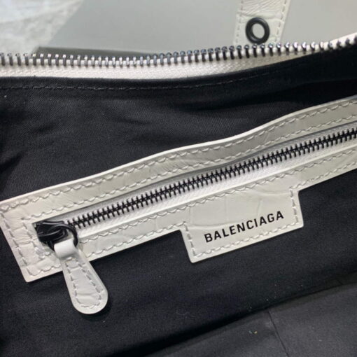 Replica Balenciaga 67130723 Women's Le Cagole Small Shoulder Bag Crocodile Embossed In White 7