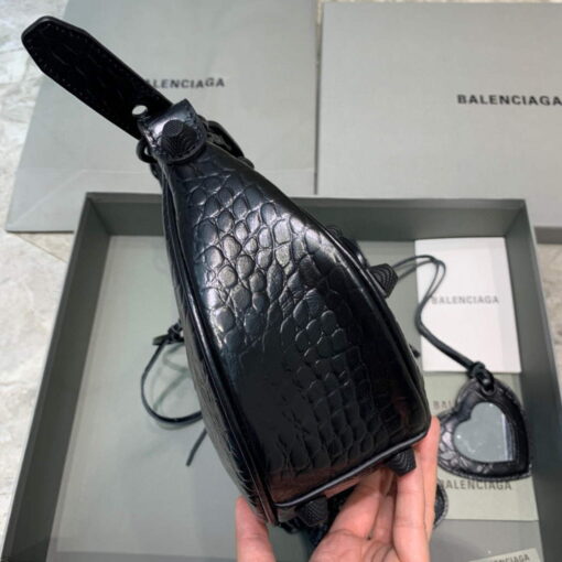 Replica Balenciaga 67130723 Women's Le Cagole Small Shoulder Bag Crocodile Embossed In Black 3