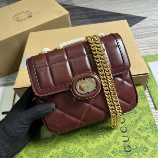 Replica Gucci ‎741457 Gucci Deco Mini Shoulder Bag Wine Red 3