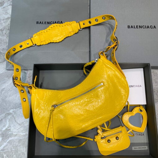 Replica Balenciaga 67130723 Women's Le Cagole Small Shoulder Bag Arena lambskin In Yellow 2