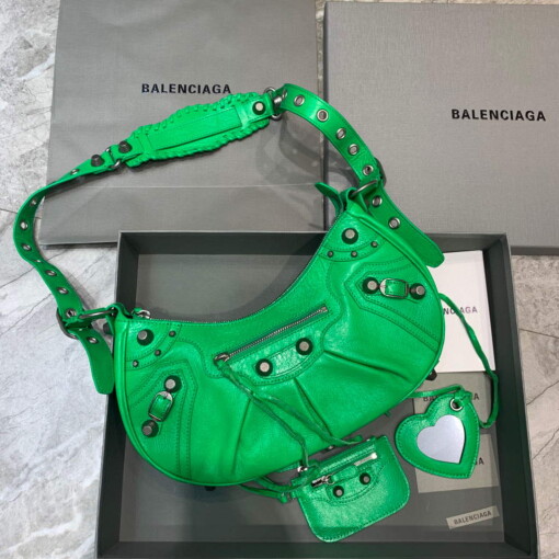 Replica Balenciaga 67130723 Women's Le Cagole Small Shoulder Bag Arena lambskin In Green