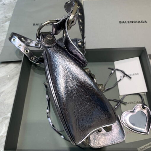 Replica Balenciaga 67130723 Women's Le Cagole Small Shoulder Bag Arena lambskin In Silver 3