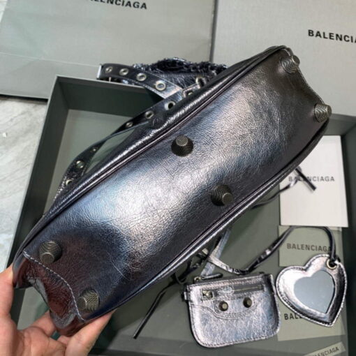 Replica Balenciaga 67130723 Women's Le Cagole Small Shoulder Bag Arena lambskin In Silver 4