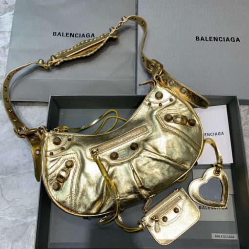 Replica Balenciaga 67130723 Women's Le Cagole Small Shoulder Bag Arena lambskin In Gold