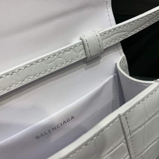 Replica Balenciaga 664676 Hourglass Mini Top Handle Crocodile Bag White 7