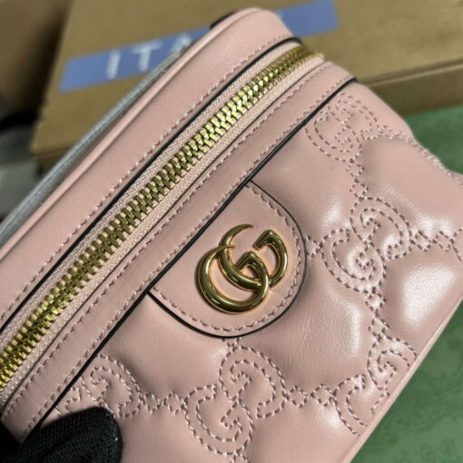 Replica Gucci 723770 GG Matelassé Top Handle Mini Bag Light Pink 4