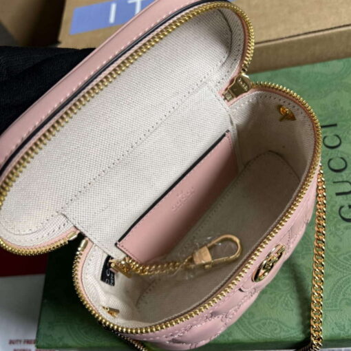 Replica Gucci 723770 GG Matelassé Top Handle Mini Bag Light Pink 7