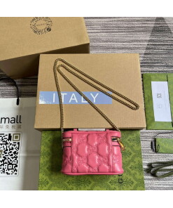 Replica Gucci 723770 GG Matelassé Top Handle Mini Bag Pink