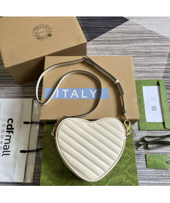 Replica Gucci 751628 Interlocking G Mini Heart Shoulder Bag White