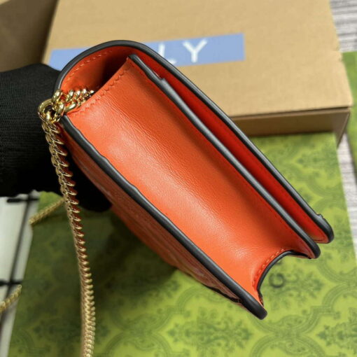 Replica Gucci 723787 GG Matelassé Chain Wallet Orange 2