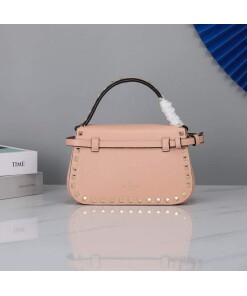 Replica Valentino 2B0I52 Small Rockstud Grainy Calfskin Handbag 2025S Pink