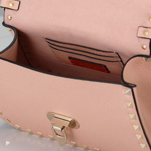 Replica Valentino 2B0I52 Small Rockstud Grainy Calfskin Handbag 2025S Pink 3