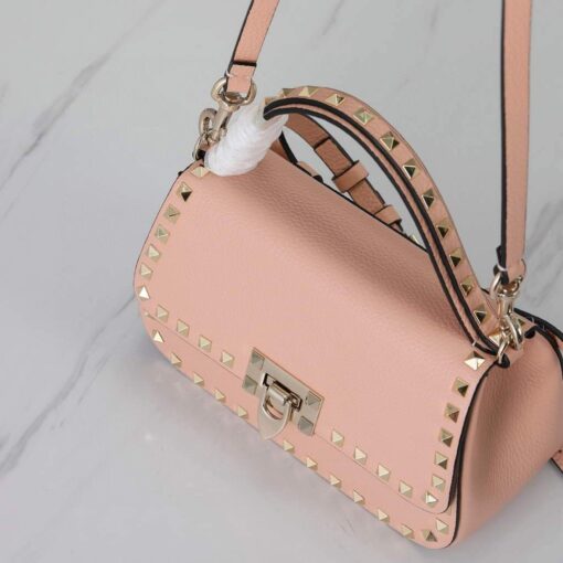 Replica Valentino 2B0I52 Small Rockstud Grainy Calfskin Handbag 2025S Pink 4