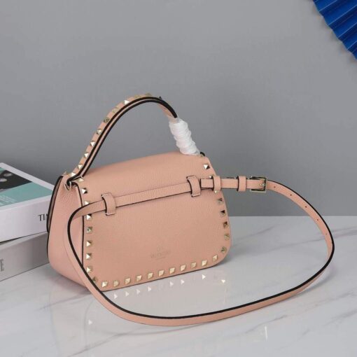 Replica Valentino 2B0I52 Small Rockstud Grainy Calfskin Handbag 2025S Pink 5