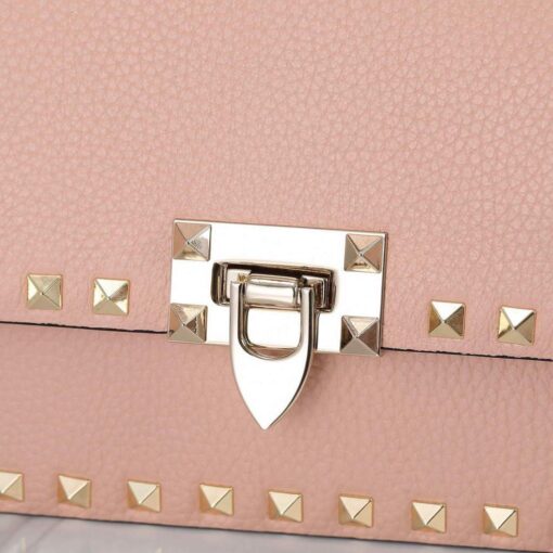 Replica Valentino 2B0I52 Small Rockstud Grainy Calfskin Handbag 2025S Pink 7