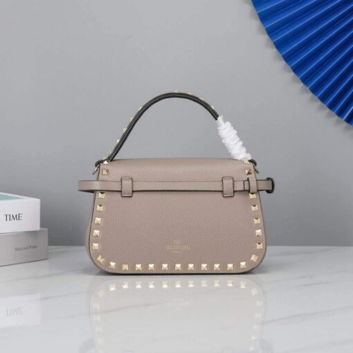 Replica Valentino 2B0I52 Small Rockstud Grainy Calfskin Handbag 2025S Gray 3