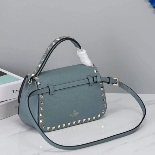 Replica Valentino 2B0I52 Small Rockstud Grainy Calfskin Handbag 2025S Blue 3