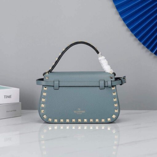 Replica Valentino 2B0I52 Small Rockstud Grainy Calfskin Handbag 2025S Blue 4