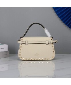 Replica Valentino 2B0I52 Small Rockstud Grainy Calfskin Handbag 2025S Beige