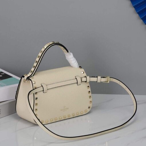 Replica Valentino 2B0I52 Small Rockstud Grainy Calfskin Handbag 2025S Beige 6