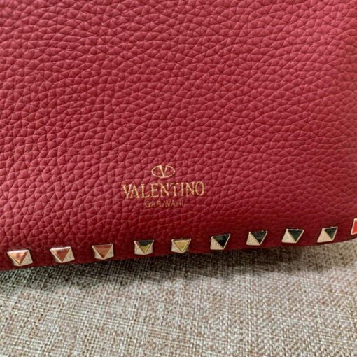 Replica Valentino 2B0C17V Mini Rockstud Grainy Calfskin Hobo Bag 50029 Wine Red 8