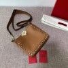 Replica Valentino 2B0C17V Mini Rockstud Grainy Calfskin Hobo Bag 50029 Wine Red 9