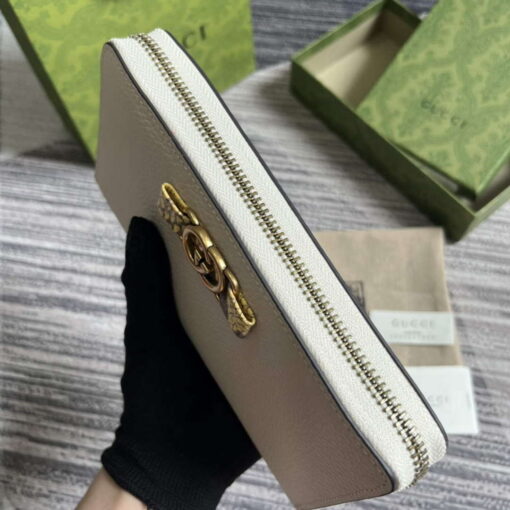 Replica Gucci 750458 Zip wallet with Interlocking G python bow White 6