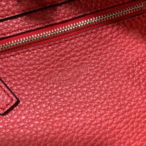 Replica Valentino 2B0C17V Mini Rockstud Grainy Calfskin Hobo Bag 50029 Red 7