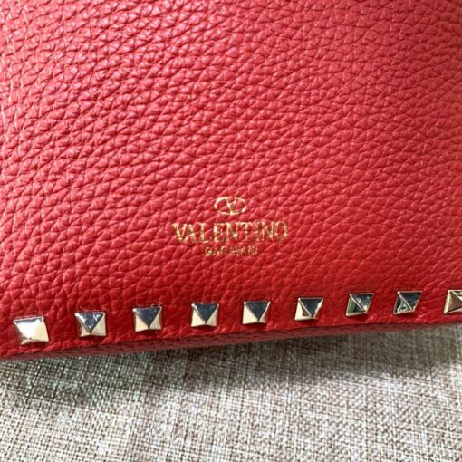 Replica Valentino 2B0C17V Mini Rockstud Grainy Calfskin Hobo Bag 50029 Red 8