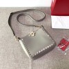 Replica Valentino 2B0C17V Mini Rockstud Grainy Calfskin Hobo Bag 50029 Black 10