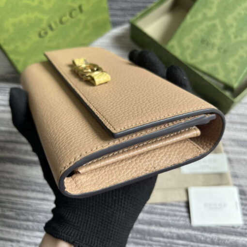 Replica Gucci 750461 Wallet With Interlocking G Python Bow Rose beige 4