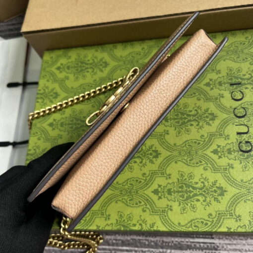 Replica Gucci 746056 Chain Wallet With Interlocking G Python Bow Rose beige 3