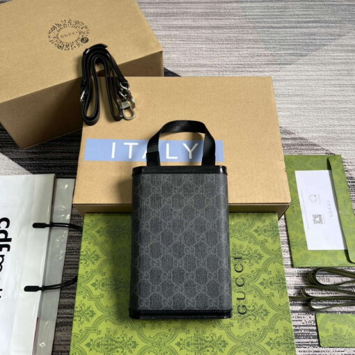 Replica Gucci 724358 GG Top Handle Wallet Black