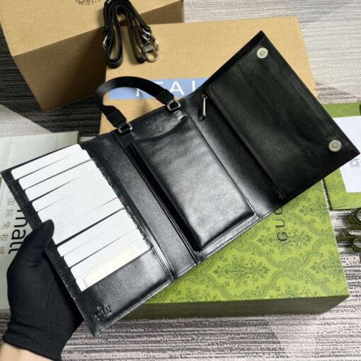 Replica Gucci 724358 GG Top Handle Wallet Black 7