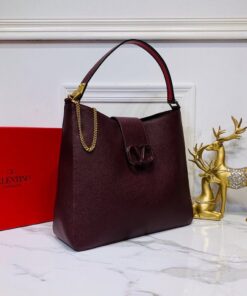 Replica Valentino 50027 Vsling Grainy Calfskin Hobo Bag Wine Red