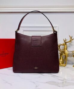 Replica Valentino 50027 Vsling Grainy Calfskin Hobo Bag Wine Red 2