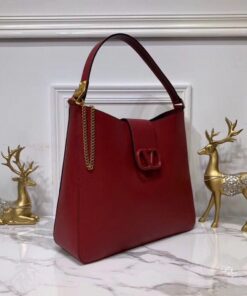 Replica Valentino 50027 Vsling Grainy Calfskin Hobo Bag Red